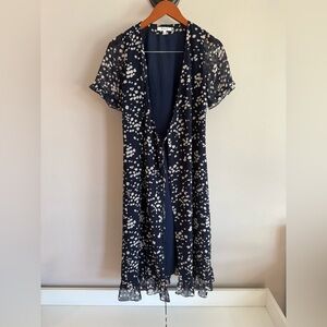 Madewell Black and Cream Patterned dress XS